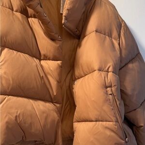 ALO Yoga Quilted Puffer Bomber Jacket in Camel Brown